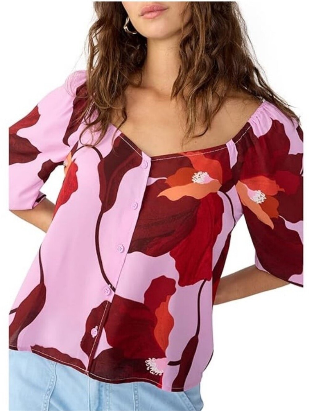 Sanctuary Enchanted Floral Button-Down Top - Size XS